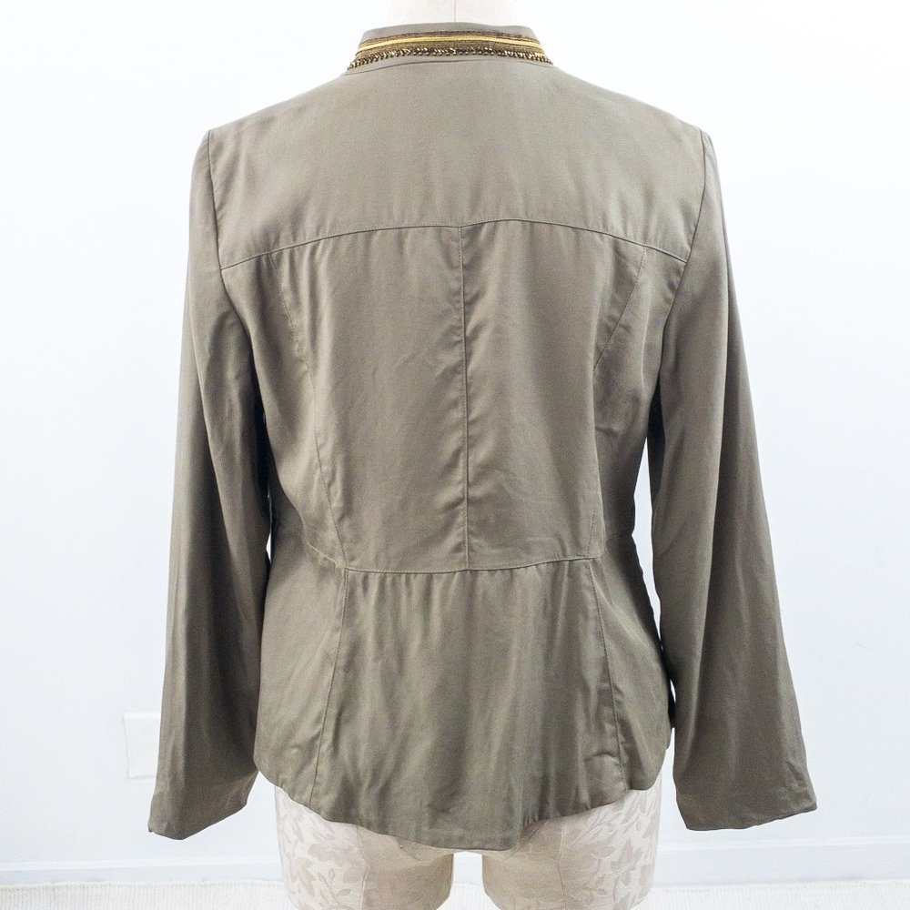 Chicos S Embellished Band Jacket Green Gold - Picture 4 of 10